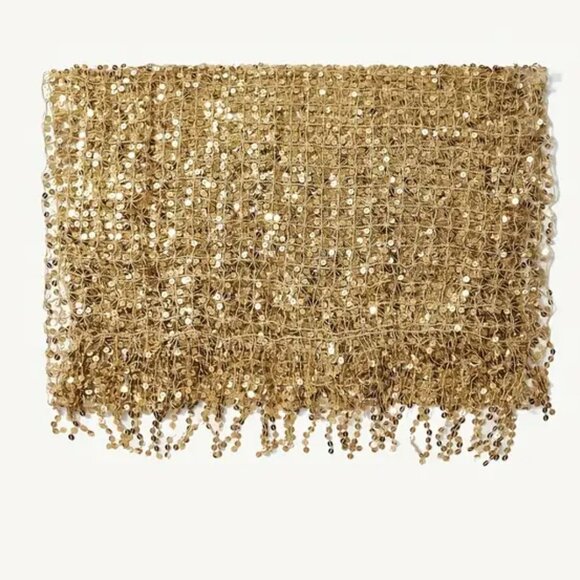 Gold Sequins Net Scarf - Picture 4 of 5